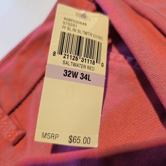 Izod Men's Saltwater Red Stretch Chino [32x34] - Picture 6 of 6